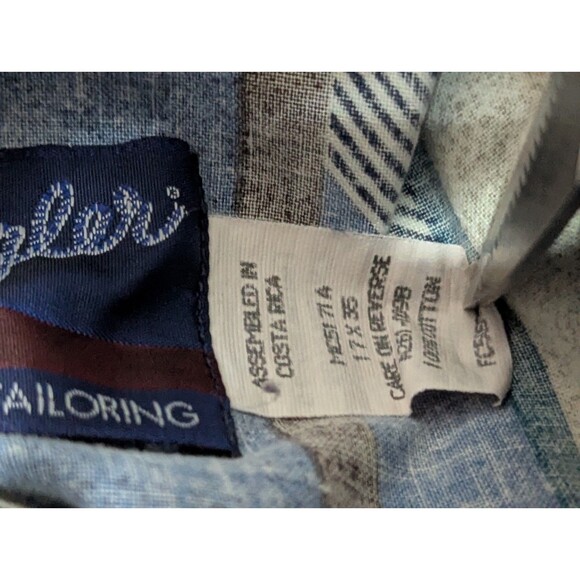 VTG Wrangler Shirt Mens XL 17x35 Navy Southwestern Pearl Snap Western Cowboy 90s - Picture 8 of 8